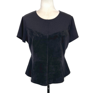 BCBGMaxAzria black faux-suede top
